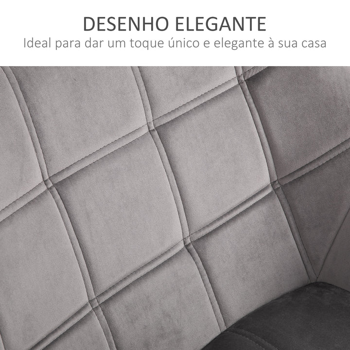 Poltrona Moderna Poltrona de Leitura Estofada em Veludo com Assento Amplo Pés em Madeira Poltrona Relax para Sala de Estar Quarto 67x61,5x71 cm Cinza