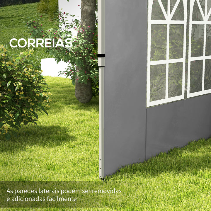 2 Painéis Laterais para Tenda de 3x3 / 3x4 m 295x195 cm Parede de Substituição de Tecido Oxford para Tendas Dobráveis com Janela para Jardim Exterior Festas Cinzento Claro
