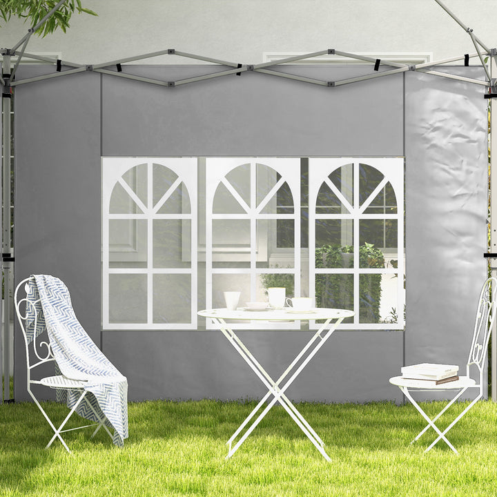 2 Painéis Laterais para Tenda de 3x3 / 3x4 m 295x195 cm Parede de Substituição de Tecido Oxford para Tendas Dobráveis com Janela para Jardim Exterior Festas Cinzento Claro