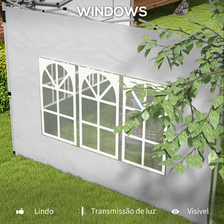 2 Painéis Laterais para Tenda de 3x3 / 3x4 m 295x195 cm Parede de Substituição de Tecido Oxford para Tendas Dobráveis com Janela para Jardim Exterior Festas Cinzento Claro