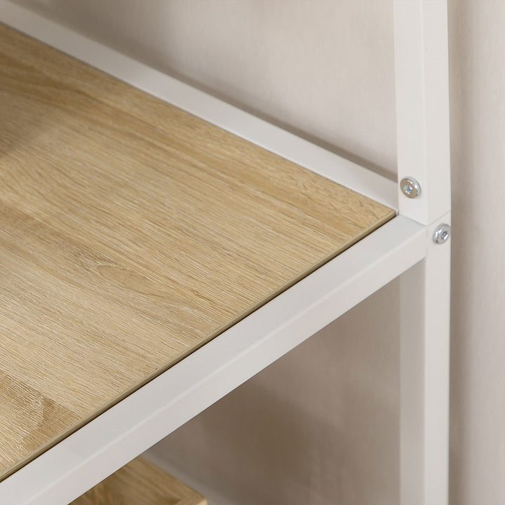 Estante de Armazenamento Estante para Livros com Estrutura de Aço para Escritório Sala de Estar Estúdio 83x34x180cm Carvalho e Branco