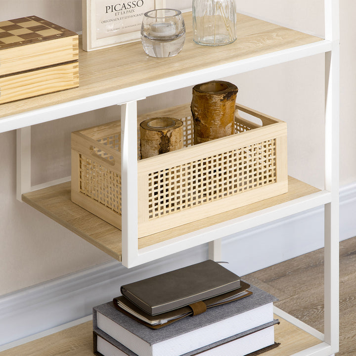 Estante de Armazenamento Estante para Livros com Estrutura de Aço para Escritório Sala de Estar Estúdio 83x34x180cm Carvalho e Branco