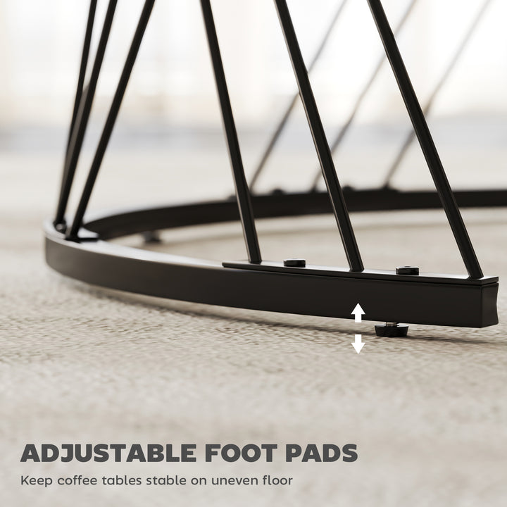 Conjunto de 2 Mesas Auxiliares Mesas de Centro para Sala de Estar Redondas com Bancada com Imitação de Mármore Estrutura de Metal para Sala de Estar Cinzento e Branco