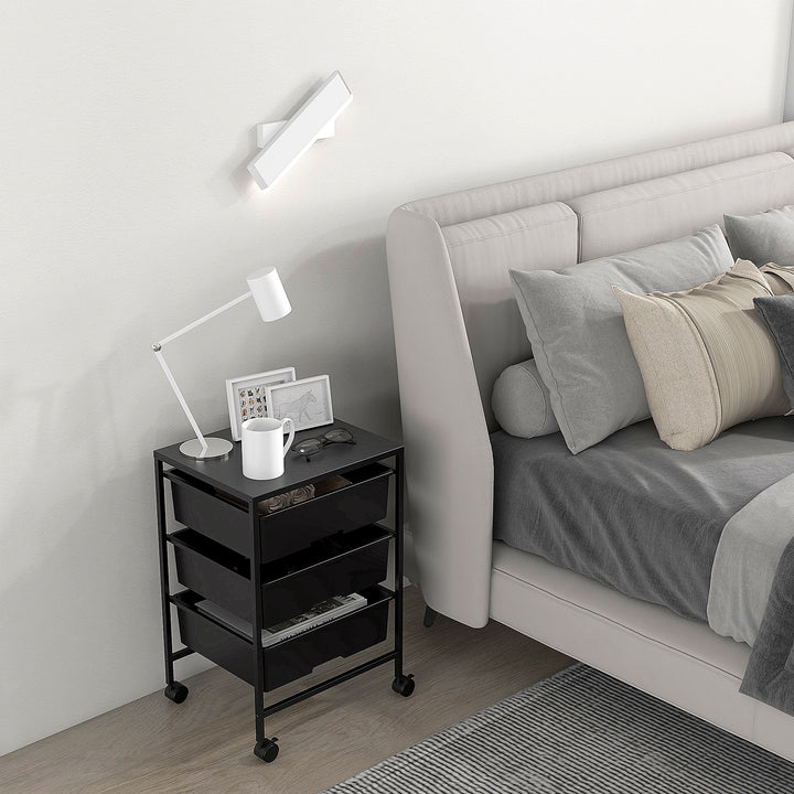 Carrinho Auxiliar com Rodas Carrinho de Cozinha de 3 Níveis com 3 Cestos para Armazenamento e Estrutura de Aço para Sala de Jantar Banheiro 40,8x33,5x60,5 cm Preto