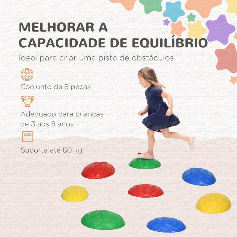 Pedras de Equilíbrio para Crianças de 3 a 8 Anos Conjunto de 8 Pedras de Equilíbrio Empilháveis com Base Antiderrapante para Treino de Equilíbrio e Promover a Coordenação Multicor