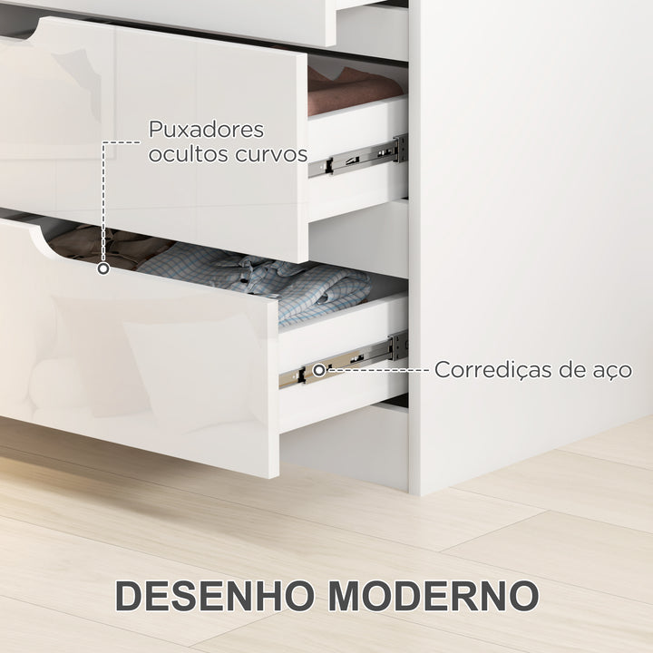 Cómoda com 4 Gavetas Cómoda de Dormitório Moderna com Sistema Anti-Tombo Cómoda para Sala de Estar Corredor 60x40x85 cm Branco