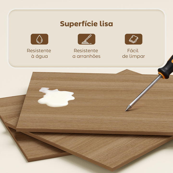 Secretária Dobrável com Estante Mesa de Secretária com 4 Prateleiras Mesa de Computador para Espaços Pequenos Estúdio, Escritório em Casa 105x60x127 cm Madeira