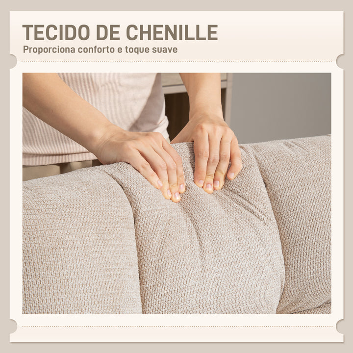 Poltrona Giratória Moderna Poltrona de Sala de Estar com Base de Cruz Estofada em Chenille Impermeável Assento Extra Largo e Pernas de Aço Poltrona Relax para Sala de Estar Quarto 75x95x90 cm Creme