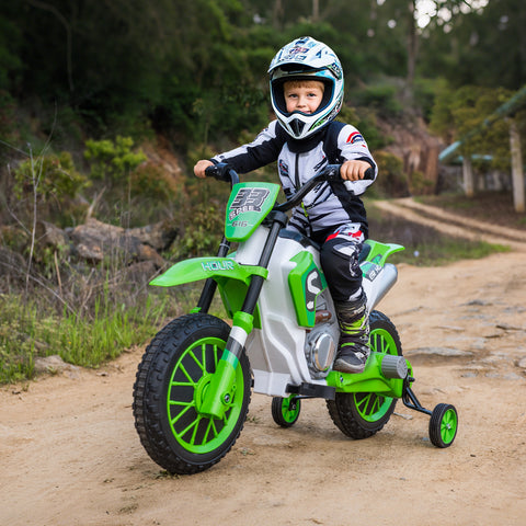 Mota Elétrica para Crianças acima de 3 Anos 12V Mota de Brinquedo Infantil com 2 Rodas de Equilíbrio Velocidade Máx. 8km/h Arranque Suave 106,5x51,5x68cm Verde