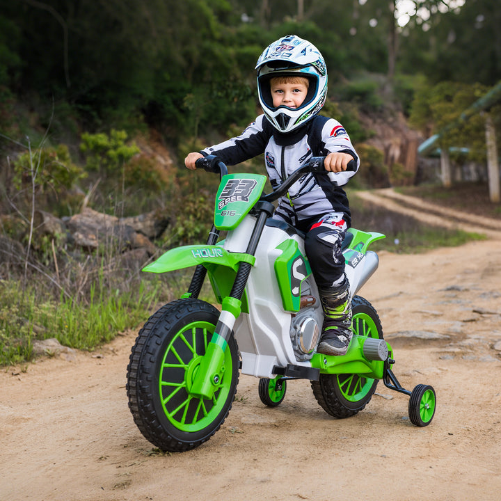 Mota Elétrica para Crianças acima de 3 Anos 12V Mota de Brinquedo Infantil com 2 Rodas de Equilíbrio Velocidade Máx. 8km/h Arranque Suave 106,5x51,5x68cm Verde