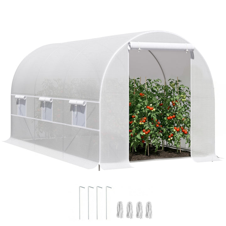 Estufa de jardim 4x2x2m com 6 janelas Cobertura PE 140g / ? Estrutura de aço impermeável