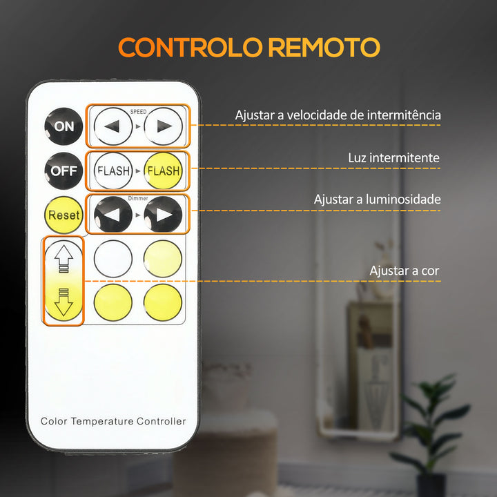 Espelho de Pé com Luzes LED e Controlo Remoto 40x51x156,5cm Prata e Preto