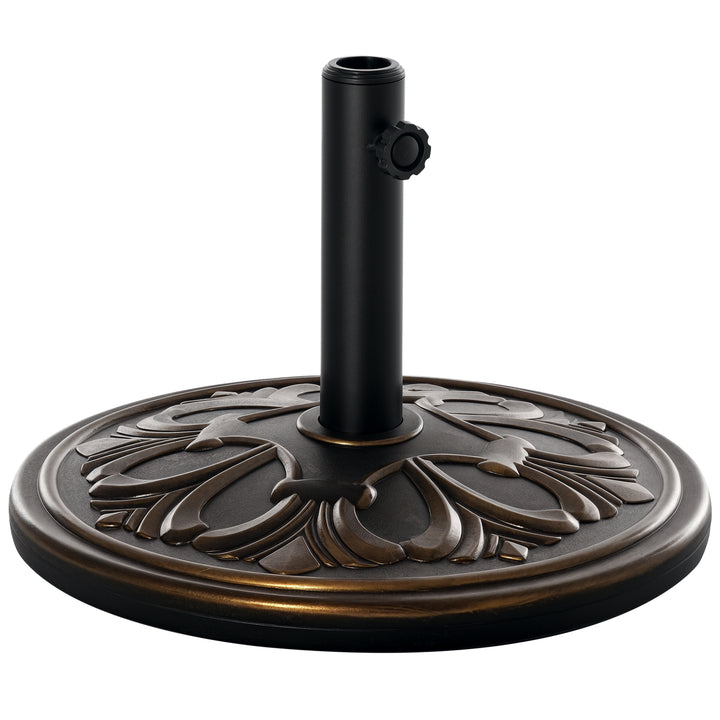 Base para Chapéu de Sol Peso 13 kg Base Chapéu de Sol Redondo de HDPE e Cimento para Mastros Ø35/38/48 mm para Varanda Pátio Jardim Ø48x34 cm Preto e Bronze
