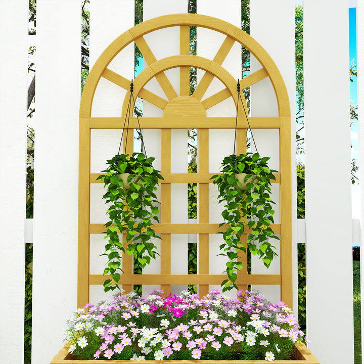 Floreira com Treliça de Madeira Floreira Exterior Grande para Plantas Trepadeiras com Orifícios de Drenagem Floreira Elevada para Jardim Pátio Terraço 60x30x120 cm Madeira