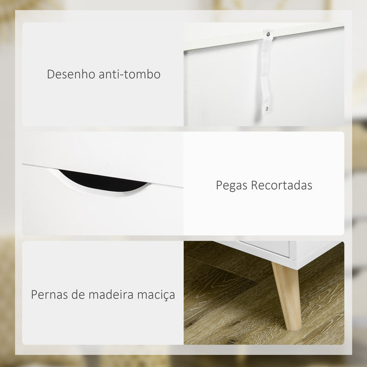 Cómoda com 5 Gavetas e Pés Elevados Cómoda para Dormitório Sala de Estar Estilo Moderno Anti-Tombo 60x40x77,5cm Madeira e Branco