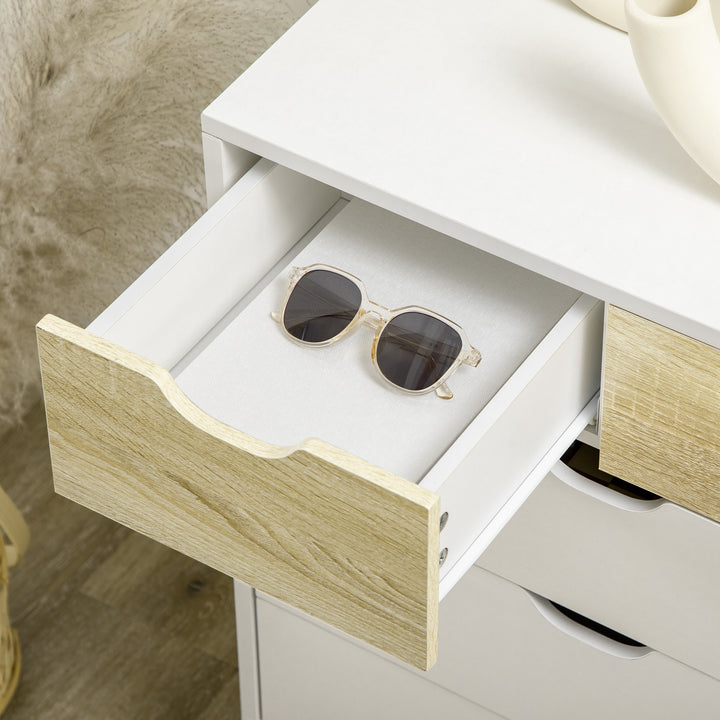 Cómoda com 5 Gavetas e Pés Elevados Cómoda para Dormitório Sala de Estar Estilo Moderno Anti-Tombo 60x40x77,5cm Madeira e Branco