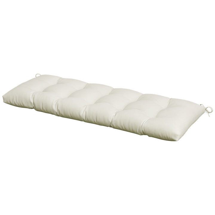 Almofada para Banco 128x48x8 cm Almofada para Banco de Jardim com 2 Cordões de Fixação Impermeável e Proteção UV 50+ para Jardim Terraço Creme