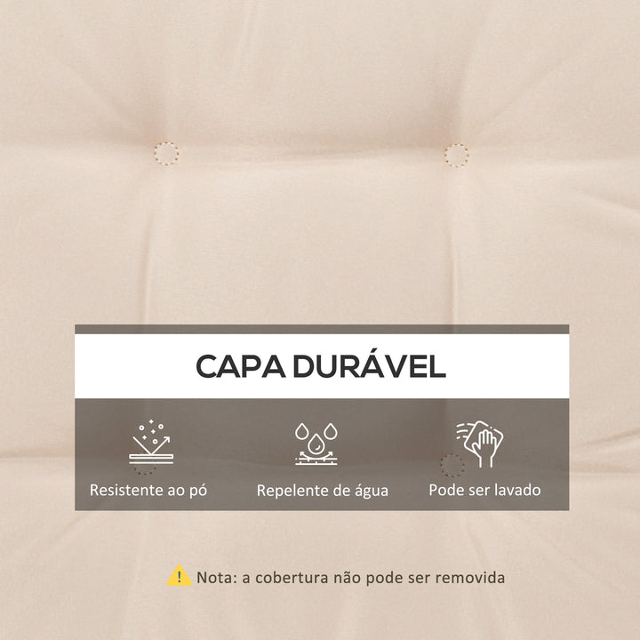 Conjunto de Almofadas para Cadeiras de Jantar 42x42x5 cm Jogo de 4 Peças Almofadas para Cadeiras de Jardim Impermeáveis com 2 Amarras de Fixação Creme