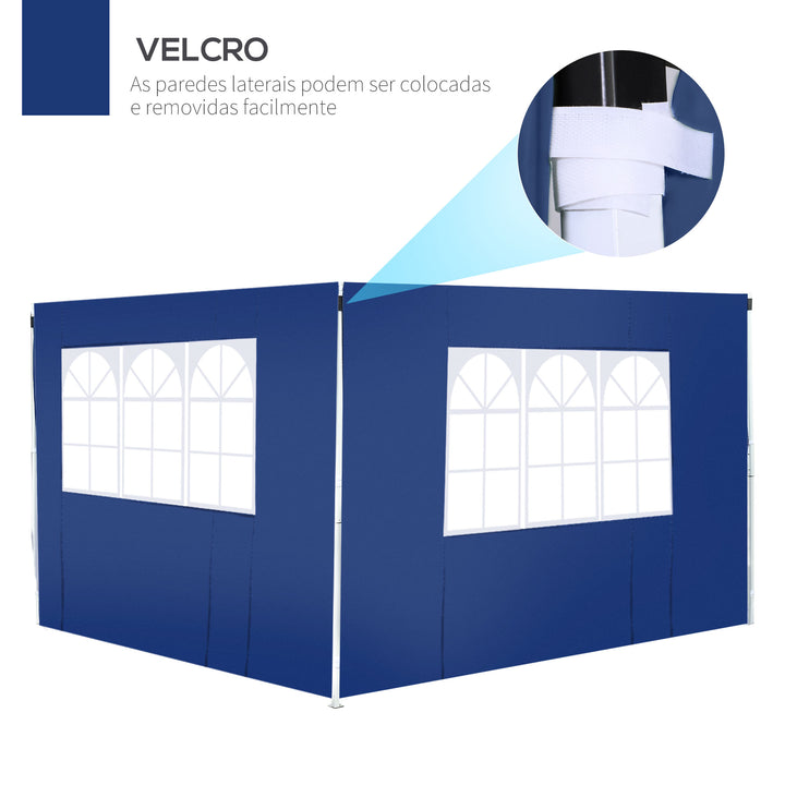 2 Paredes laterais com janelas para tenda para pavilhão - Cor azul - Oxford - 3x2 m