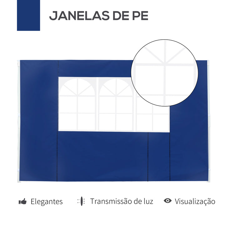 2 Paredes laterais com janelas para tenda para pavilhão - Cor azul - Oxford - 3x2 m