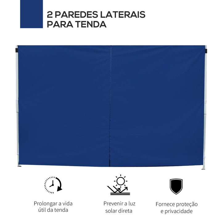 2 Paredes laterais com janelas para tenda para pavilhão - Cor azul - Oxford - 3x2 m
