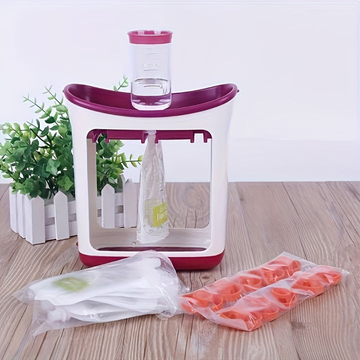 Dispenser Manual de Purê de Frutas – Kit de Armazenamento para Comida de Bebé | 10 Sacos Esterilizados Reutilizáveis Artesanal e Armazenador Gourmet para bebês e crianças +HOJE OFERTA EXTRA +10Saquetas total 20 saquetas