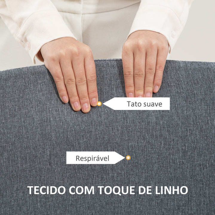 Cadeira de Escritório sem Apoio para os Braços Cadeira de Escritório Giratória Estofada em Linho Sintético com Altura Ajustável para Estudo Dormitório Tocador Carga 120 kg 53x43x85-93 cm Cinza
