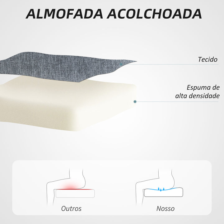 Cadeira de Escritório sem Apoio para os Braços Cadeira de Escritório Giratória Estofada em Linho Sintético com Altura Ajustável para Estudo Dormitório Tocador Carga 120 kg 53x43x85-93 cm Cinza