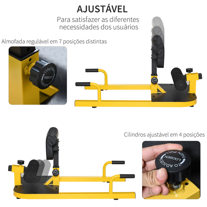 Sissy Squat 3 em 1 Máquina de Agachamento para Exercícios de Abdominais Flexões Agachamentos 50x97x56,5cm Preto e Amarelo