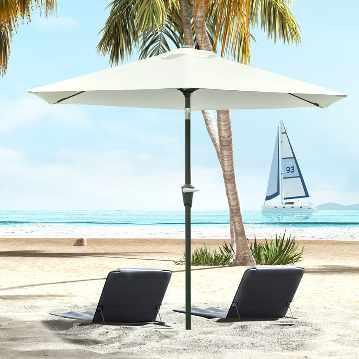 Chapéu de Sol de Jardim Ø230x216 cm Chapéu de Sol de Terraço com Teto Ajustável Abertura Manual Impermeável para Pátio Piscina Praia Creme