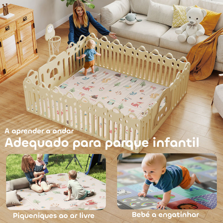 Tapete de Brincar para Bebés Tapete de Bebés Acolchoado e Dobrável 176,5x148x1 cm Reversível Impermeável com Bolsa de Transporte Multicor