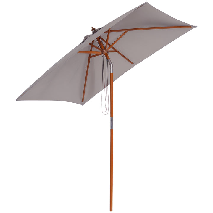 Guarda-sol para jardim Pára-sol Madeira de bambu para pátio Praia Ângulo de inclinação 200x150x230 cm Cinzento