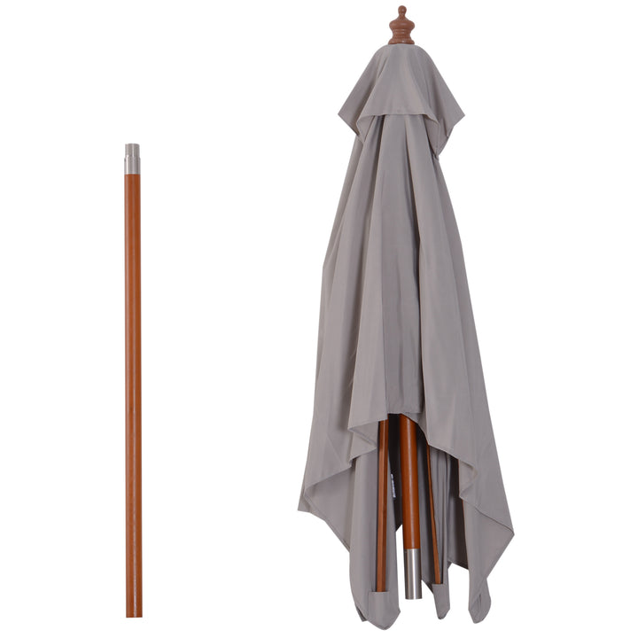 Guarda-sol para jardim Pára-sol Madeira de bambu para pátio Praia Ângulo de inclinação 200x150x230 cm Cinzento