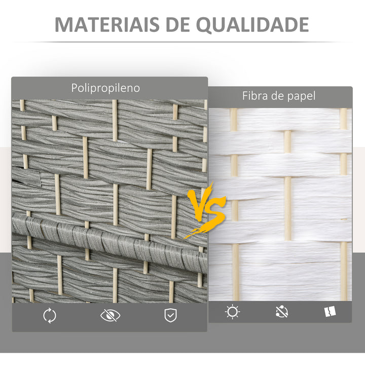 Biombo Dobrável de 3 Painéis Divisor de Ambientes 135x180 cm Ecrã de Privacidade de Polipropileno para Escritório Quarto Cinza Misto
