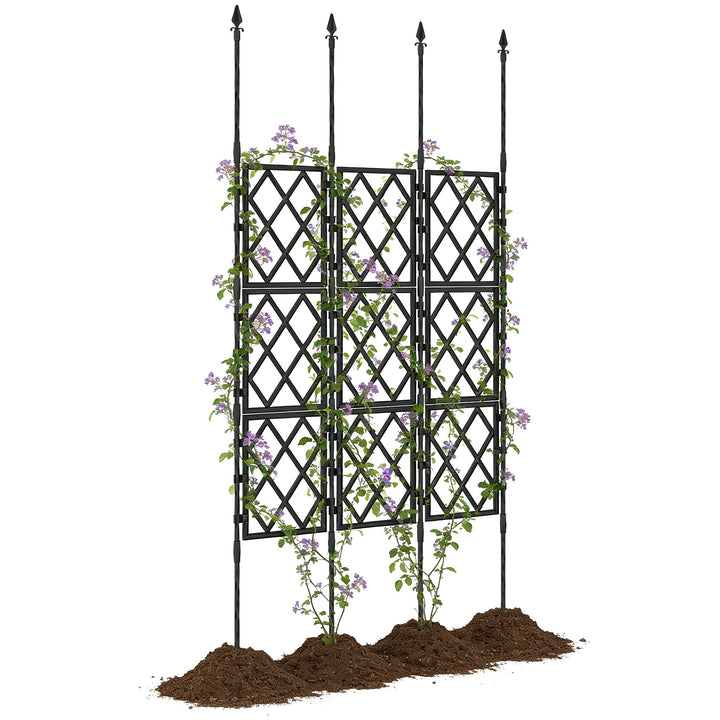 Suporte de Jardim Dobrável para Plantas Trepadeiras com Montagem DIY, Estrutura de Aço, Ideal para Frutas, Legumes, Flores e Decoração de Exterior, Terraço, 85x2x197 cm, Preto