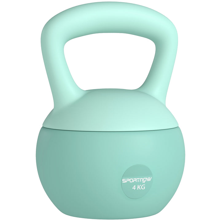 Kettlebell de 4 kg Pesa Russa Preenchida de Areia Metálica e Alça Antiderrapante para Treino de Musculação em Casa Ginásio 19x15x28 cm Verde