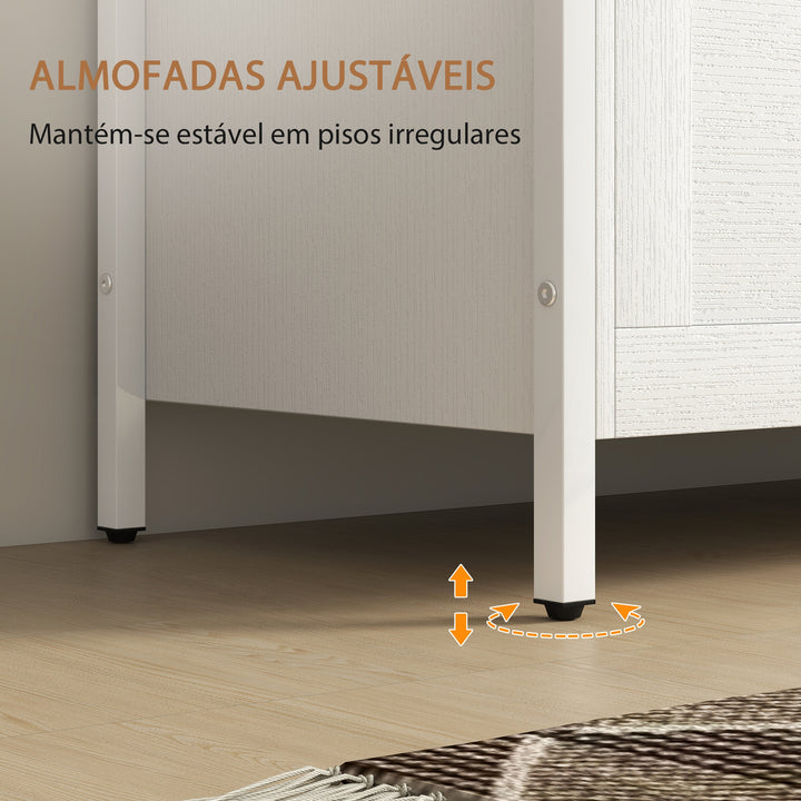 Baú de Armazenamento para Dormitório 95L Baú de Arrumação com Tampa Banco de Armazenamento Versátil com Dobradiça de Segurança para Corredor Sala de Estar 80x40x50 cm Branco