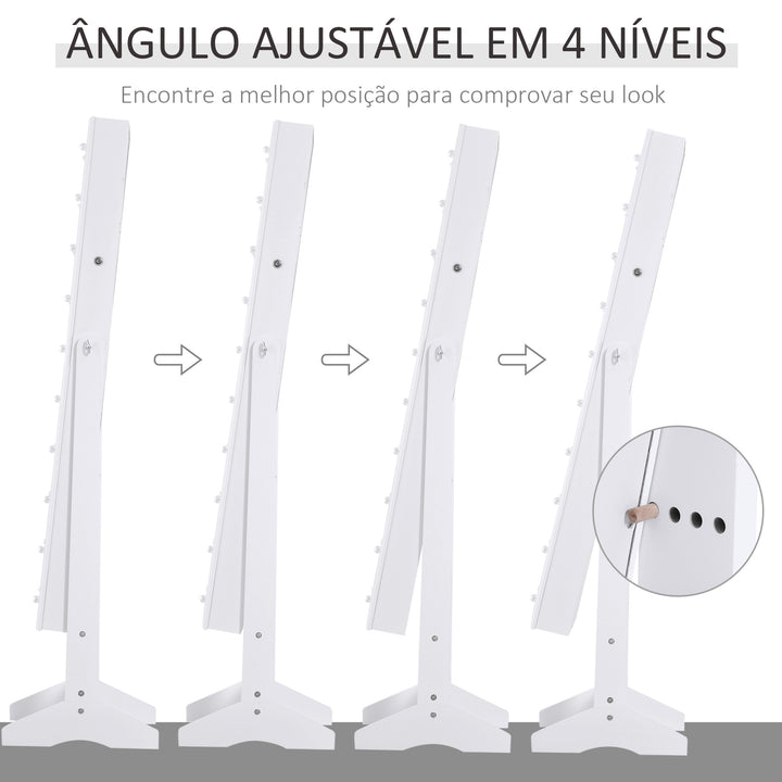 Armário para Joias 20 Luzes de LED Reclinável Fechadura Madeira 40x37x146cm Branco