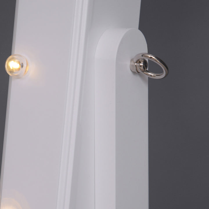 Armário para Joias 20 Luzes de LED Reclinável Fechadura Madeira 40x37x146cm Branco