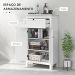 Armário Casa de Banho Móvel Casa de Banho com Gaveta 2 Portas e Prateleira Ajustável Armário Casa de Banho Moderno 60x30x102,5 cm Branco