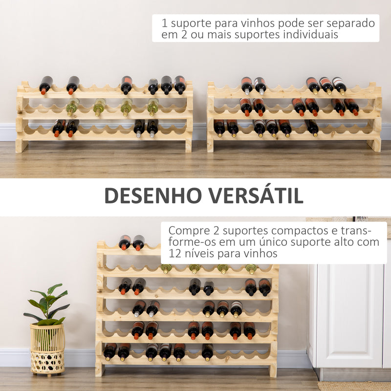 Suporte para Garrafas de Vinho para 72 Garrafas Garrafeira com 6 Níveis Suporte para Vinhos Vertical para Cozinha Sala de Jantar Bar 114x28x85 cm Madeira