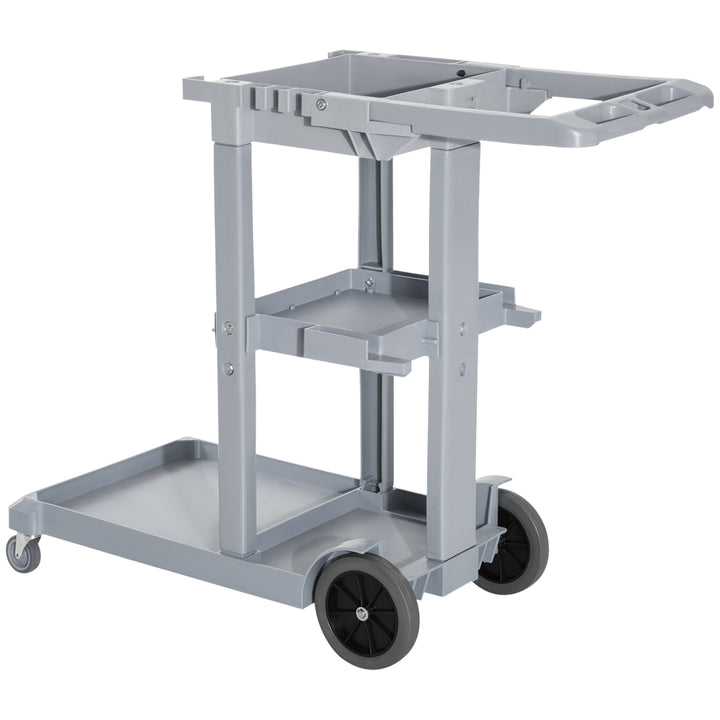 Carrinho de Limpeza com Saco 100L Profissional e Multifuncional para Colectividades Hostal do Hotel com 3 Bandejas e 1 Plataforma 113x50.5x96.5cm