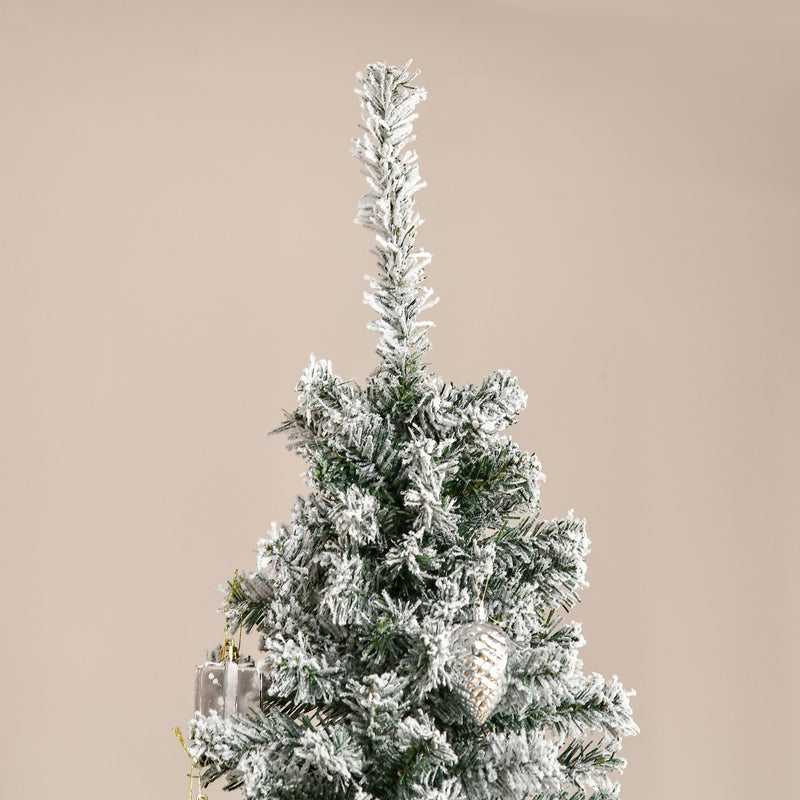 Árvore de Natal 225 cm Árvore de Natal Artificial Nevado com 738 Ramos e Suporte de Metal Árvore de Natal para Sala de Estar Verde e Branco