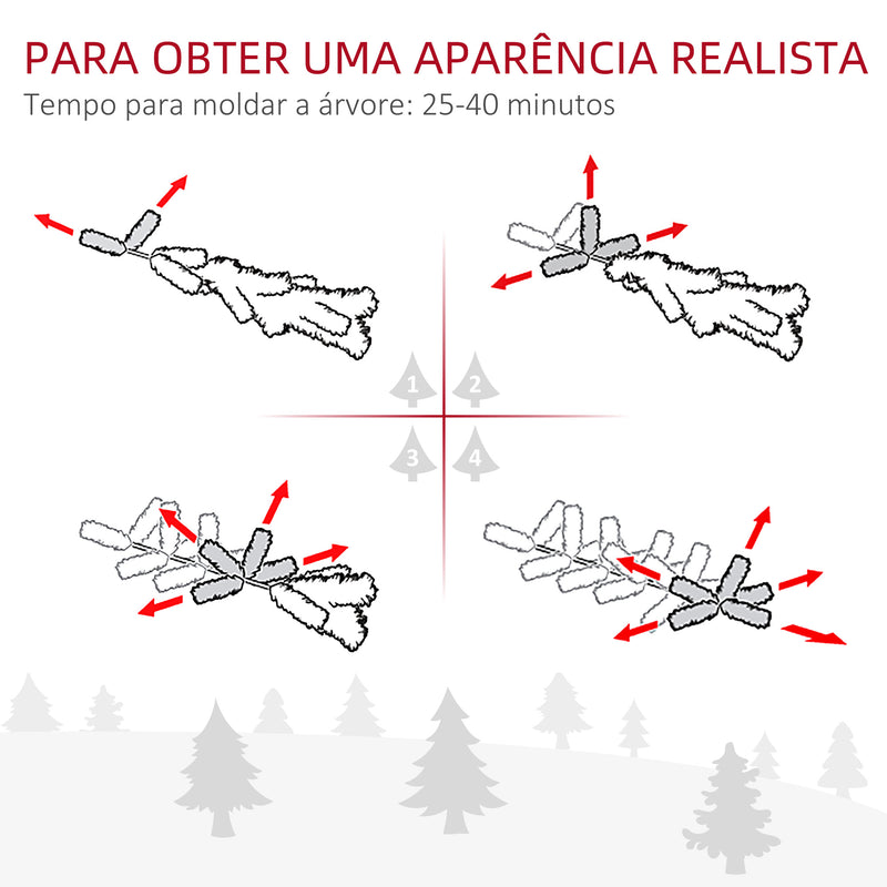 Árvore de Natal 225 cm Árvore de Natal Artificial Nevado com 738 Ramos e Suporte de Metal Árvore de Natal para Sala de Estar Verde e Branco