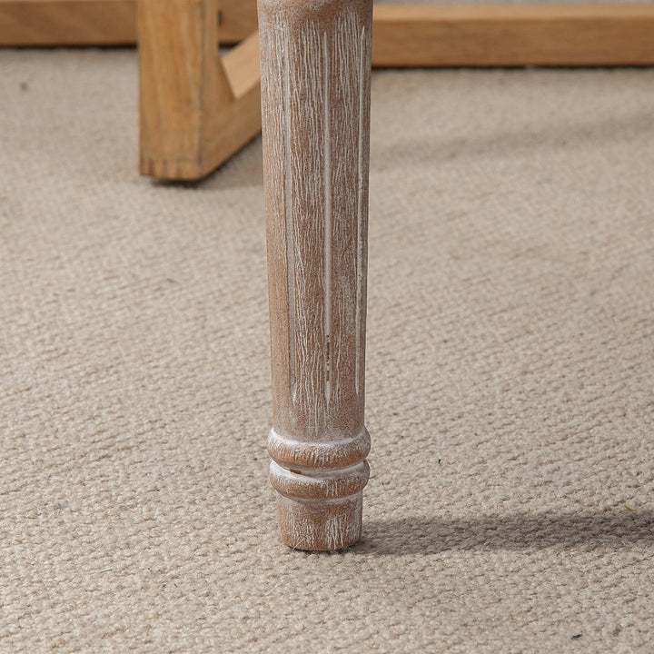 Banco de Pé de Cama Estofado com Assento Acolchoado e Pés de Madeira de Borracha Banco de Estilo Vintage para Dormitório Entrada Sala de Estar 80x40x41cm Bege