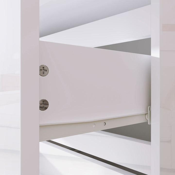 Cómoda com 5 Gavetas de Madeira Cómoda de Dormitório Cómoda Branca para Sala de Estar Estilo Moderno 55x33x100 cm Branco Brilhante