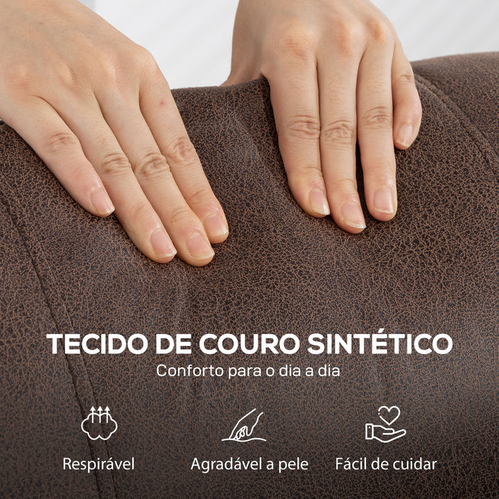 Poltrona Reclinável Manual Poltrona de Couro Sintético com Apoio para os Pés Encosto Alto Acolchoamento Espesso até 135º para Sala Quarto 84x85x104 cm Marrom