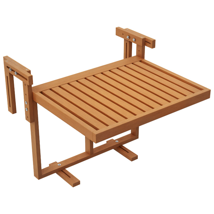 Mesa Suspensa para Varanda Mesa de Varanda Dobrável em Madeira com Altura Ajustável em 4 Níveis Capacidade 20 kg para Terraço 68x65x40,5-55 cm Natural