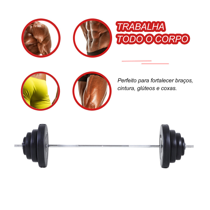 Barra de Pesos 70 kg com Halteres Conjunto de Pesos Ajustáveis com 8 Discos de 1,5kg 5kg 10kg 15kg e 1 Barra para Treino de Força em Casa Ginásio ou Escritório 170x40,5x40,5 cm Preto