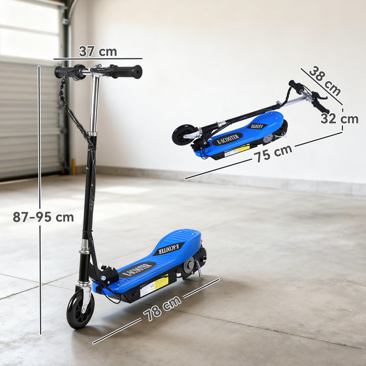 Trotinete Eléctrico Tipo Scooter com Guiador Ajustável – Cor Azul - 78x37x91-99 cm